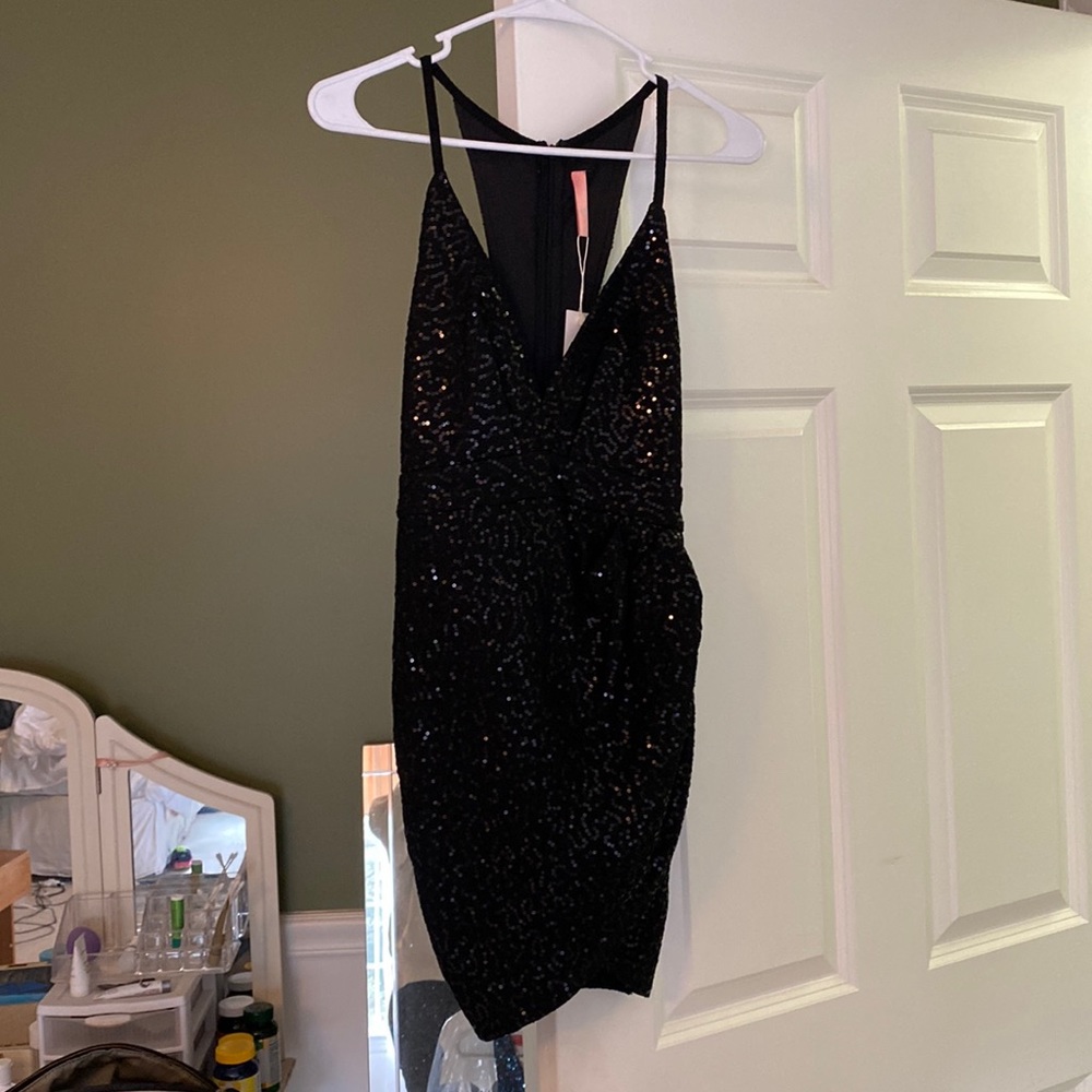 Black sequin mini dress
